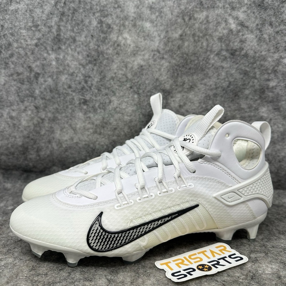 Nike Huarache 9 Elite Mid Lacrosse Cleats Mens Sz 7.5 White Black FD0088-101 LAX